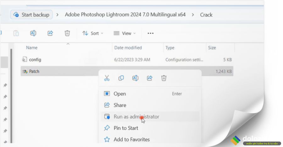 Chạy file Patch dưới quyền admin