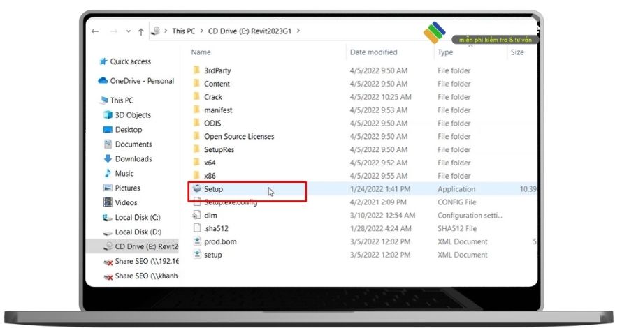 Chạy file setup.