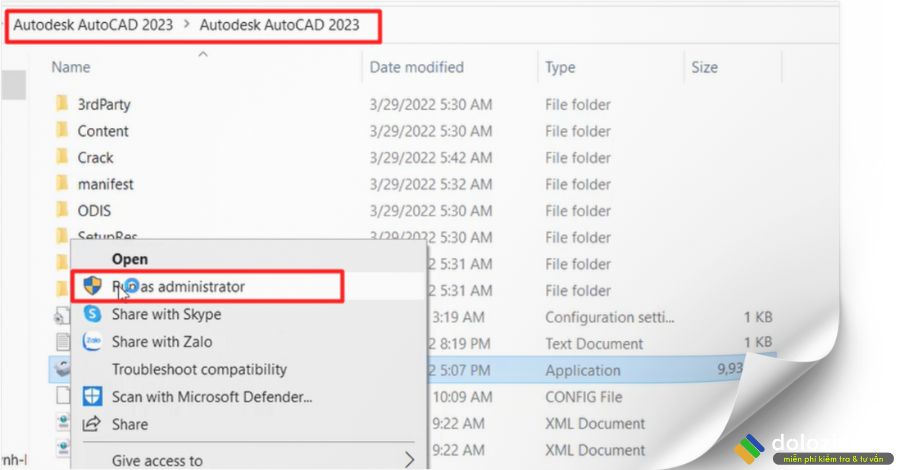 Chạy file setup AutoDesk Auocad 2023 dưới quyền admin