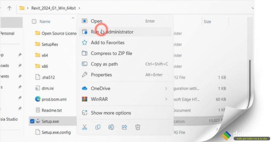Chạy file setup Autodesk Revit 2024 dưới quyền admin