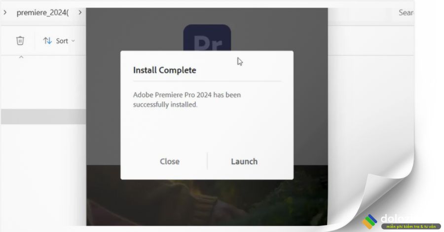 Chọn Close là hoàn thành phần cài đặt Premiere 2024