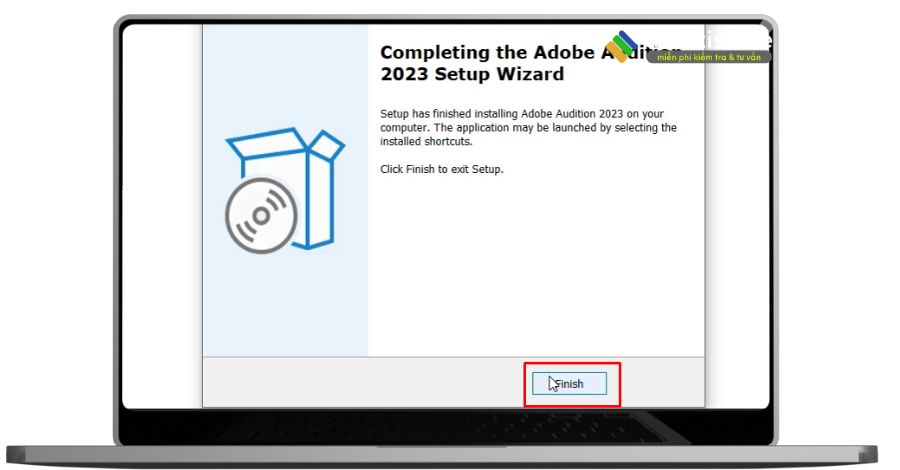 Chọn finish hoàn thành cài đặt adobe audition 2023.