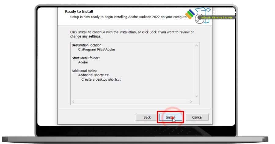 Chọn install adobe audition 2022.