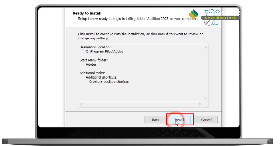 Chọn install adobe audition 2023.