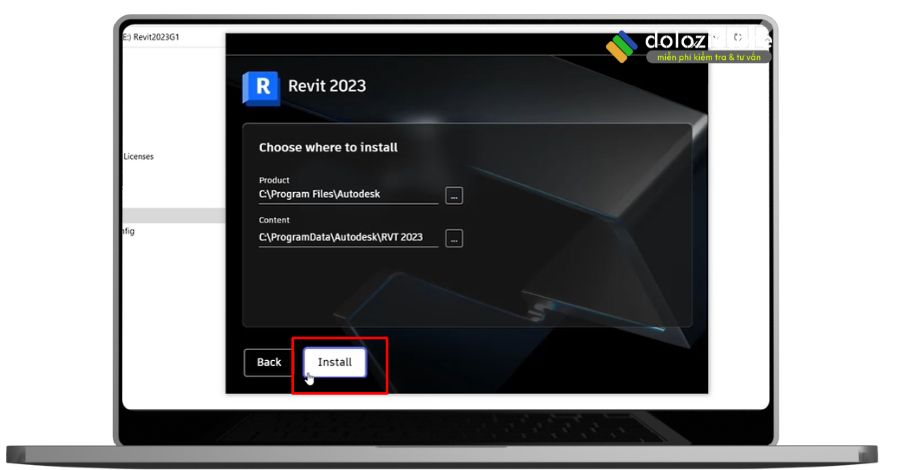 Chọn install revit 2023.