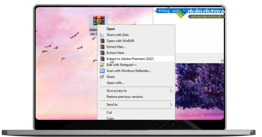 Đầu tiên giải nén file cài đặt adobe premiere 2022.