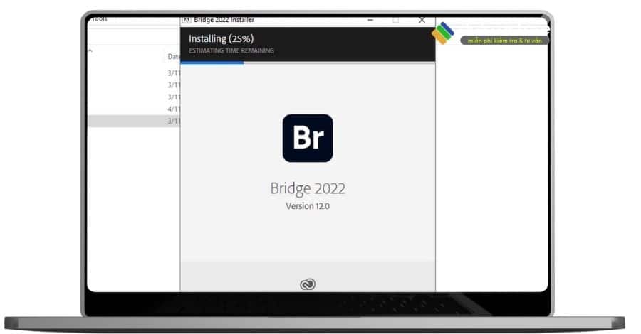 Đợi adobe bridge 2022 cài vào máy.