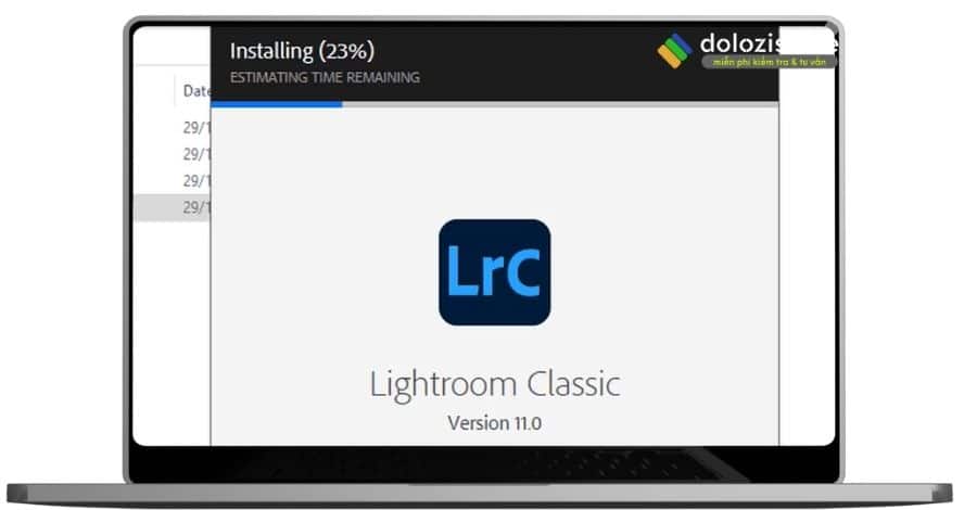 Đợi adobe lightroom 2022 được cài đặt.