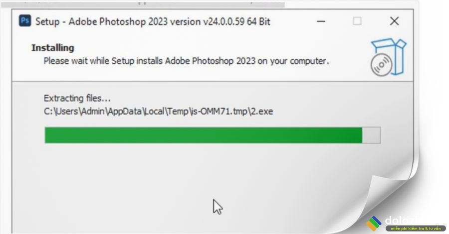 Đợi cài đặt Adobe Photoshop 2023