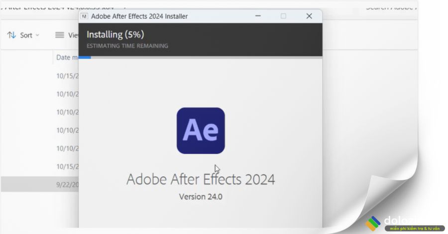 Đợi cài đặt After Effects 2024