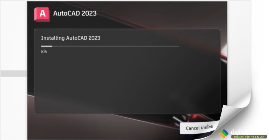 Đợi cài đặt AutoDesk Auocad 2023