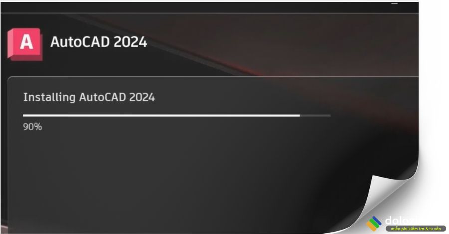 Đợi cài đặt Autodesk autocad 2024