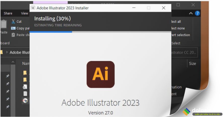 Đợi cài đặt Illustrator 2023