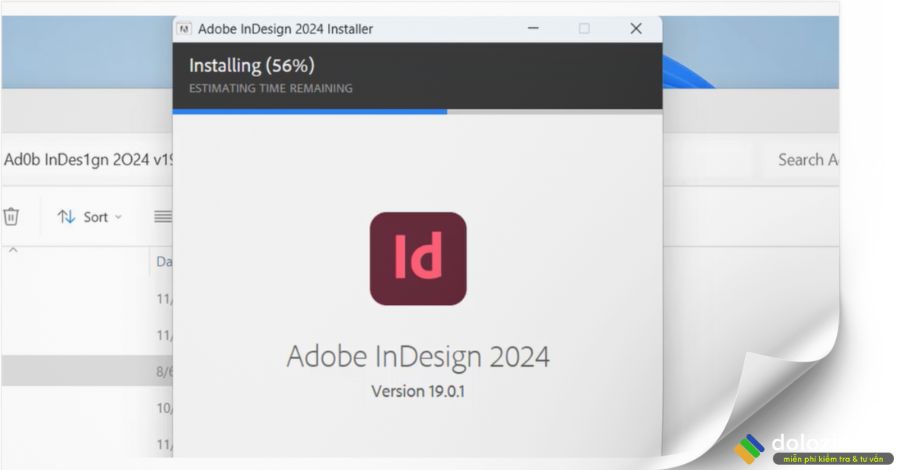 Đợi cài đặt InDesign 2024