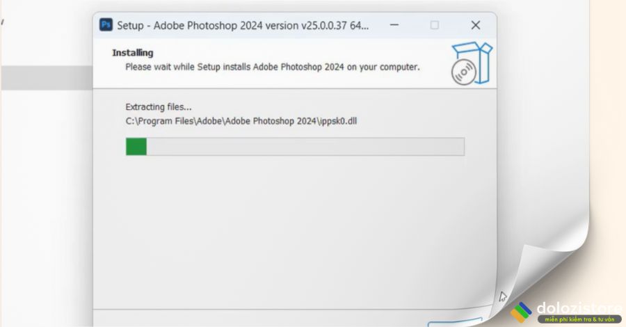 Đợi cài đặt Photoshop 2024