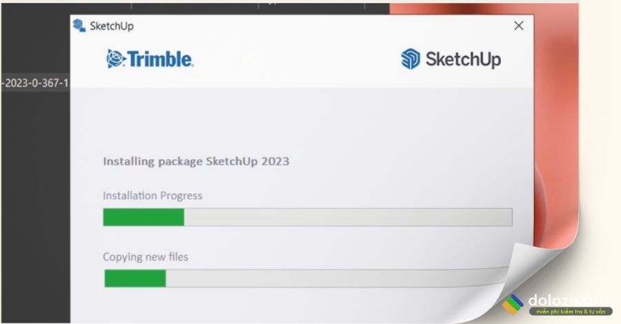 Đợi cài đặt Sketchup 2023
