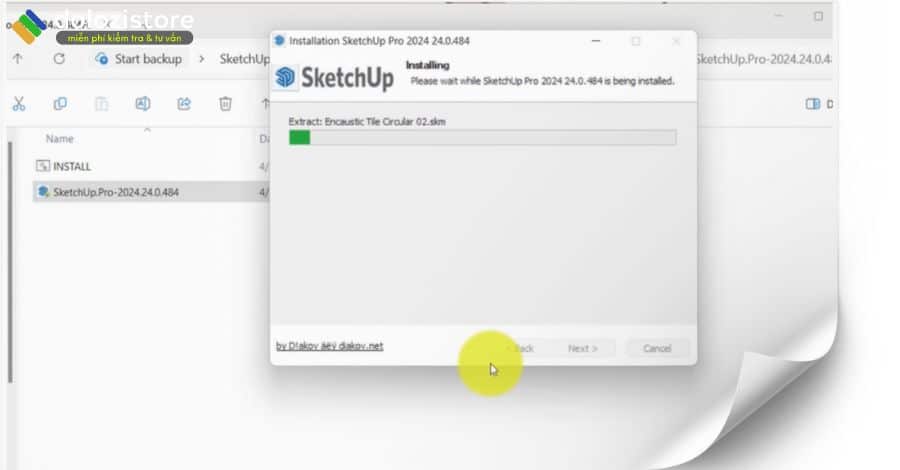 Đợi cài đặt Sketchup 2024