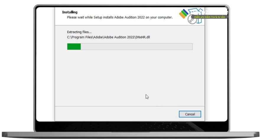 Đợi phần mềm adobe audition 2022 cài vào máy.