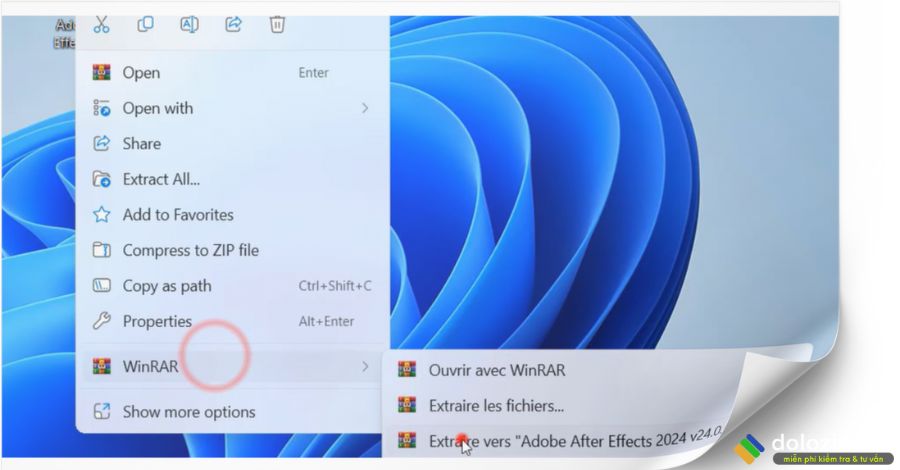 Giải nén file After Effects 2024 vừa mới tải về máy tính