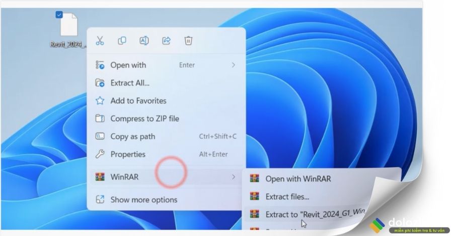 Giải nén file Autodesk Revit 2024 vừa mới tải về máy tính