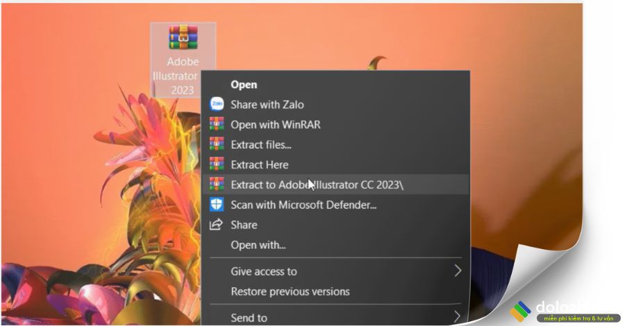 Giải nén file Illustrator 2023 vừa mới tải về máy tính