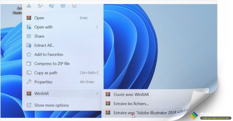Giải nén file Illustrator 2024 vừa mới tải về máy tính