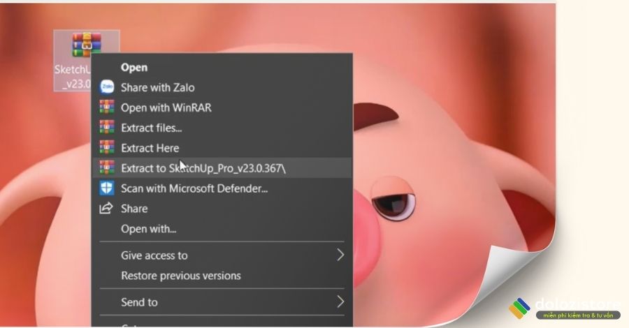 Giải nén file Sketchup 2023 vừa mới tải về máy tính