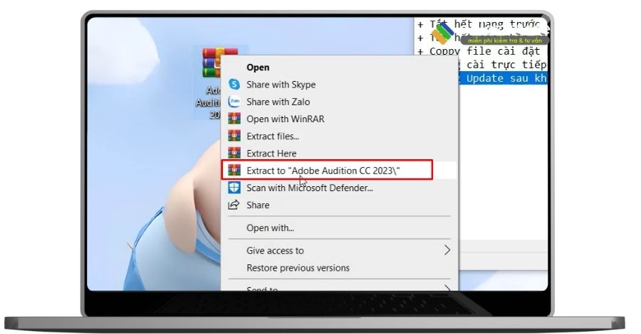 Giải nén file adobe audition 2023.
