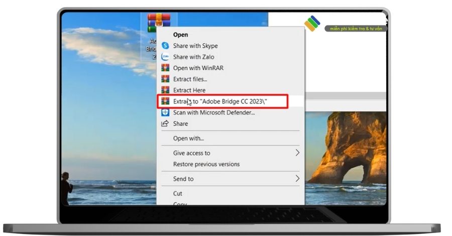 Giải nén file adoebe bridge 2023.