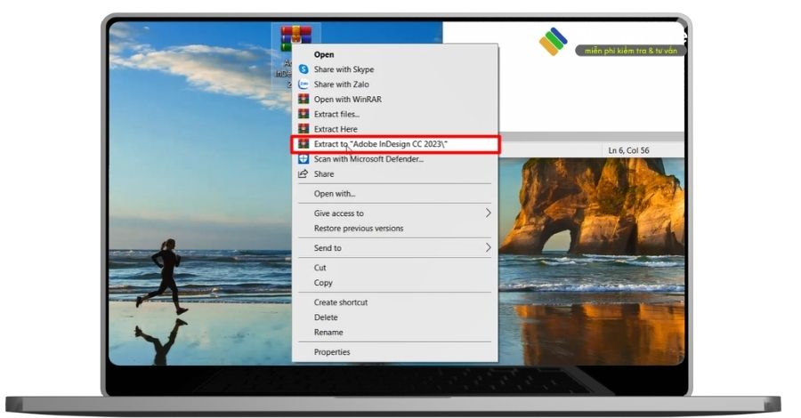 Giải nén file cài đặt adobe indesign 2023.