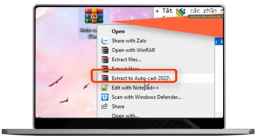 Giải nén file cài đặt autocad 2022.