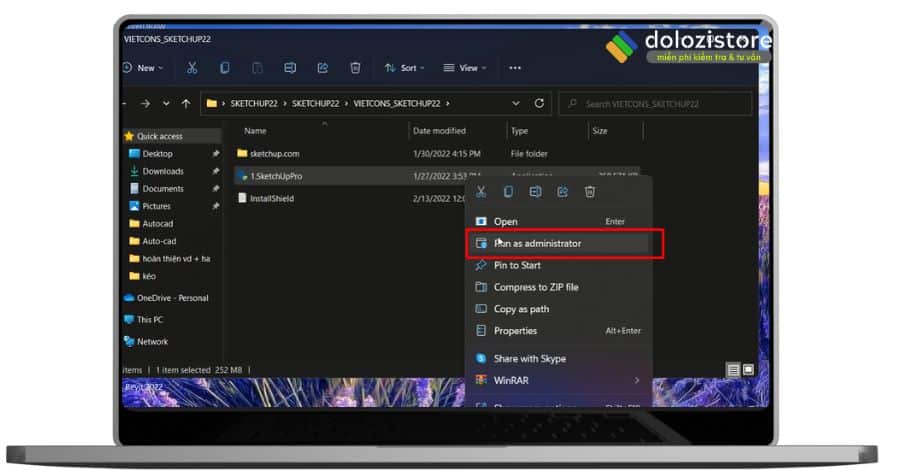 Khởi chạy file sketchuppro sau khi đã giải nén.