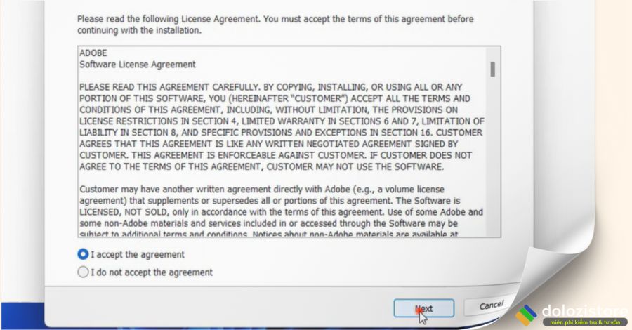Tích chọn I Accept sau đó nhấn Next